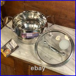 David Burke Stainless Steel Splendor 7qt, 4qt & 2qt Stock Pot Set with Glass Lids