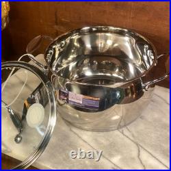 David Burke Stainless Steel Splendor 7qt, 4qt & 2qt Stock Pot Set with Glass Lids