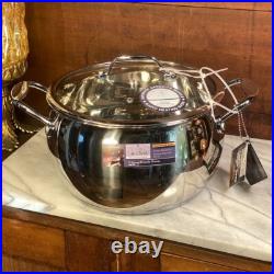 David Burke Stainless Steel Splendor 7qt, 4qt & 2qt Stock Pot Set with Glass Lids