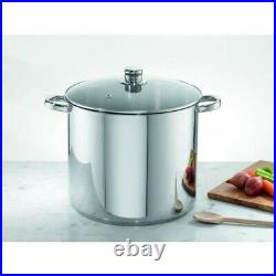 Davis & Waddell Stock Pot with Glass Lid (Stainless Steel/Clear) 16L Stainless