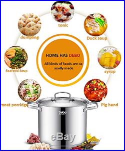 Debo Large Deep Cooking Pot Stainless Steel Stockpot with Lid Saucepan 6 Quart
