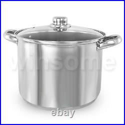 Deep Induction Stainless Steel Stock Soup Stew Pot Pan Stockpot with Glass Lid