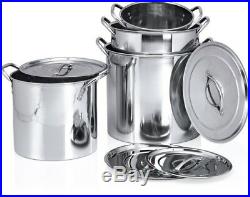 Deep Large Stainless Steel Casserole Cook Stockpot Saucepan Soup Stew Pots & Lid