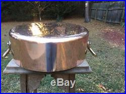 Dehillerin Mauviel 14.5 Copper Stock Pot DutchOven Rondeau Stainless 3mm WithLid