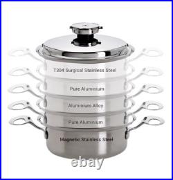 DineRite Medium 4 Ltr Stockpot/Saucepan 5ply Induction Stainless Steel Cookware