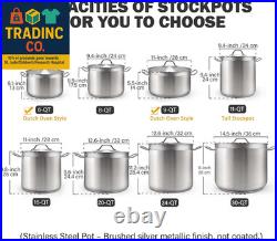 Dutch Oven Casserole with Lid, 9 Quart Professional Stainless Steel Stockpots, S