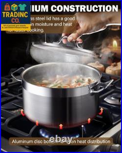 Dutch Oven Casserole with Lid, 9 Quart Professional Stainless Steel Stockpots, S