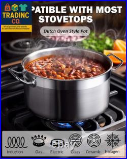 Dutch Oven Casserole with Lid, 9 Quart Professional Stainless Steel Stockpots, S