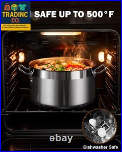 Dutch Oven Casserole with Lid, 9 Quart Professional Stainless Steel Stockpots, S