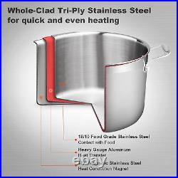 Duxtop Whole-Clad Tri-Ply Stainless Steel Stockpot with Lid, 8 Quart, Kitchen In