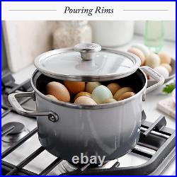 European Crafted Steel Core Enameled Cookware, 6.3QT Stock Pot with Lid, Inducti