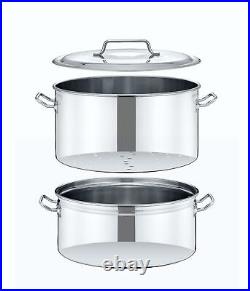 Extra Large Outdoor Stainless Steel Stock Pot Steamer and Braiser Combo. Grea