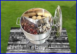 Extra Large Outdoor Stainless Steel Stock Pot Steamer and Braiser Combo. Grea