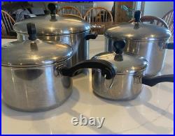 Farberware Vintage Aluminum Clad Stainless Steel Pots With Kids 8 Pieces