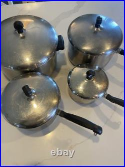 Farberware Vintage Aluminum Clad Stainless Steel Pots With Kids 8 Pieces