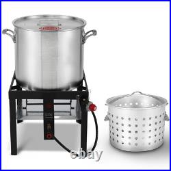 Feasto 80QT Outdoor Propane Aluminum Boiling Pot with Basket, Crab Steaming