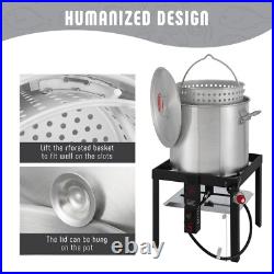 Feasto 80QT Outdoor Propane Aluminum Boiling Pot with Basket, Crab Steaming