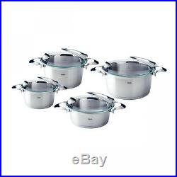 Fissler Solea Pot Set, Stock Frying Pot, Cooking Pot, Stainless Steel, Lid 4-PCs