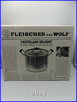 Fleischer And Wolf Stock Pot With Cover 7.8 Qt Hammered Stainless Stl Cookware