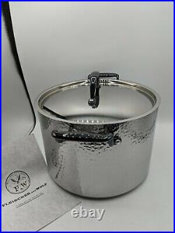 Fleischer And Wolf Stock Pot With Cover 7.8 Qt Hammered Stainless Stl Cookware