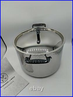 Fleischer And Wolf Stock Pot With Cover 7.8 Qt Hammered Stainless Stl Cookware