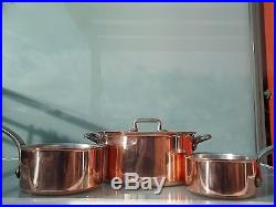 French copper stock pot stainless steel bourgeat (11 inch) + 2 copper pan