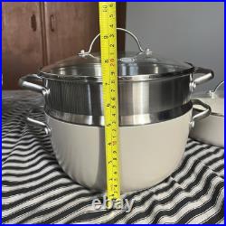 GREENPAN ceramic nonstick stockpot stainless steamer glass lid & sauté pan lid