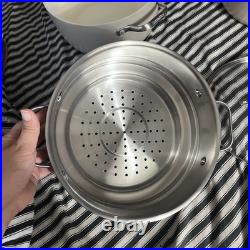 GREENPAN ceramic nonstick stockpot stainless steamer glass lid & sauté pan lid