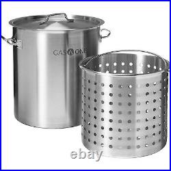 GasOne Stainless Steel Stockpot with Basket 36qt Stock Pot with Lid and Rei