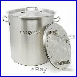 Gas One Stainless Steel Stock Pot with Steamer 10 Gallon with lid