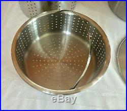Genuine All Clad 12 Qt Stainless Steel Pasta Stock Pot with 2 Strainer Inserts