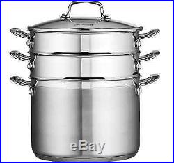 Gourmet 4-Piece Stainless Steel Cookware Set with Lid 8 Qt. Pasta Stock Pot Cooker
