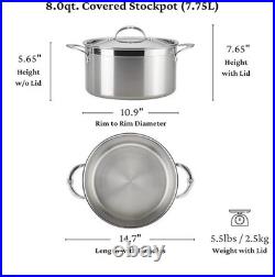 HESTAN PROFESSIONAL PRO-bond Gorgeous Stainless Steel Stockpot with Lid, 8-Quart