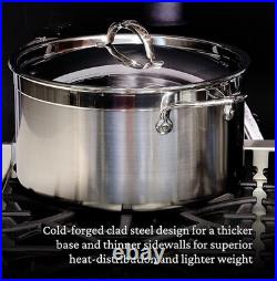HESTAN PROFESSIONAL PRO-bond Gorgeous Stainless Steel Stockpot with Lid, 8-Quart