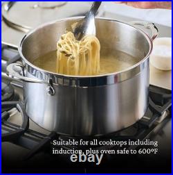 HESTAN PROFESSIONAL PRO-bond Gorgeous Stainless Steel Stockpot with Lid, 8-Quart