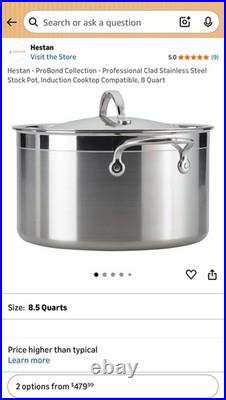 HESTAN PROFESSIONAL PRO-bond Gorgeous Stainless Steel Stockpot with Lid, 8-Quart