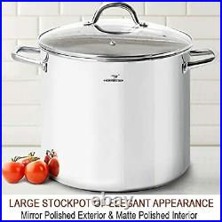HOMICHEF 16 Quart LARGE Stock Pot with Glass Lid NICKEL FREE Stainless Steel