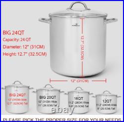 HOMICHEF LARGE STOCK POT 24 Quart with Lid Nickel Free Stainless Steel Cookwar