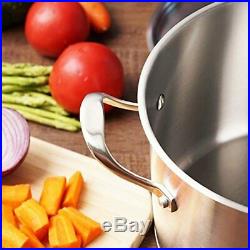 HOMI CHEF Matte Polished NICKEL FREE Stainless Steel 3.5 QT Stock Pot with Lid