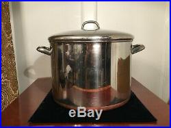 HUGE 16 QT Vintage Revere-Ware Copper Bottom Stainless Steel Stock Pot & Lid USA