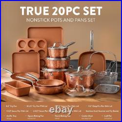 Hammered 20 Pc Ceramic Cookware Set Nonstick, PFOA PFOS Free
