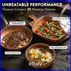 Hammered 20 Pc Ceramic Cookware Set Nonstick, PFOA PFOS Free