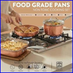 Hammered 20 Pc Ceramic Cookware Set Nonstick, PFOA PFOS Free