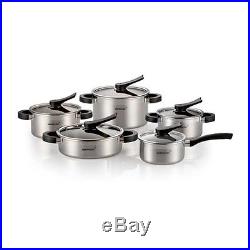 HappyCall 3-PLY STAINLESS STEEL Stock Pot 10pcs Set (5 Pot + 5 Lid), Sauce Pan