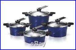 Happycall IH Vacuum Pot 8-Piece Set, Sapphire Blue, Stockpot, Induction Capable
