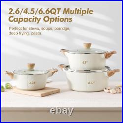 Healthy Ceramic Nonstick Stock Pot with Lid, 2.6/4.5/6.6 QT, Induction Safe