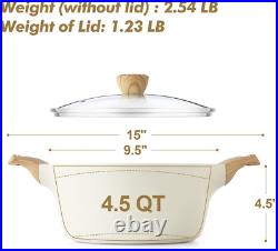 Healthy Ceramic Nonstick Stock Pot with Lid, 2.6/4.5/6.6 QT, Induction Safe