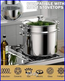 Heavy Duty 8 Qt Pasta Pot with Strainer Lid 4-Piece Set Oven & Dishwasher Safe