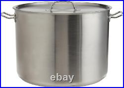 Heavy Duty Stainless Steel Stock Pot with Lid, 35 Quarts, Silver