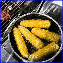 HexClad Hybrid Nonstick 10-Qt Stockpot with Tempered Glass Lid, Stay-Cool Handle